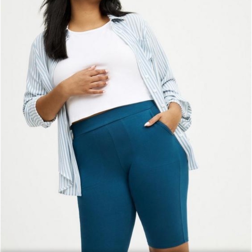 Torrid Teal High-Waisted Biker Shorts